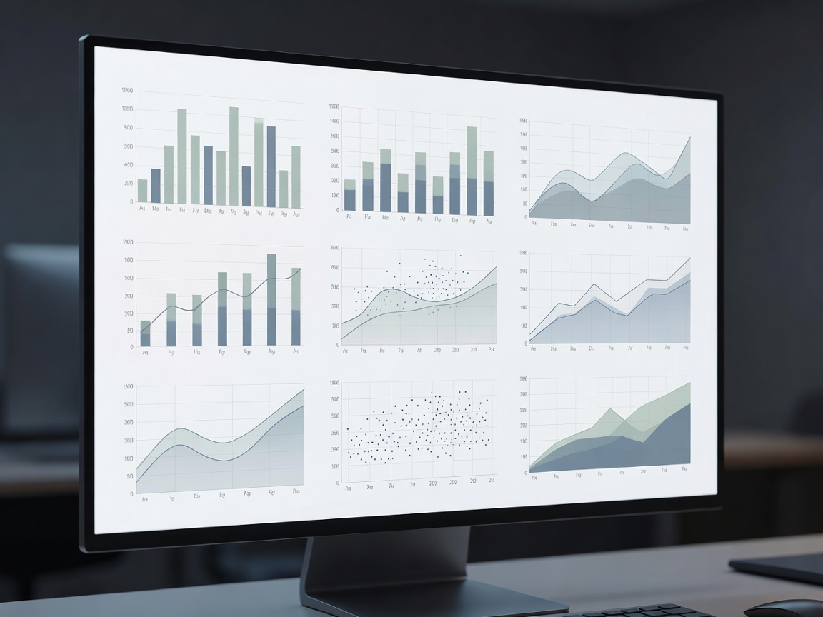 Data analysis dashboard on a computer screen