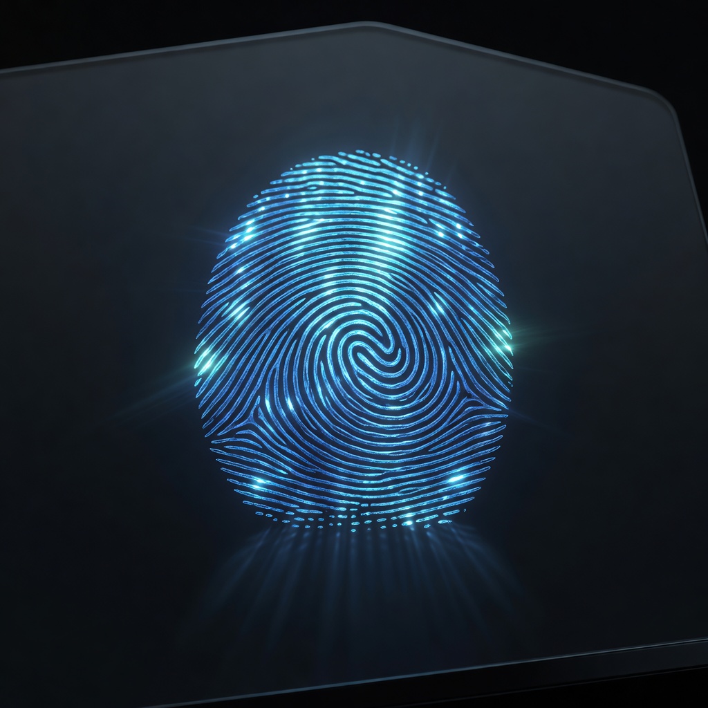 Glowing digital fingerprint scan